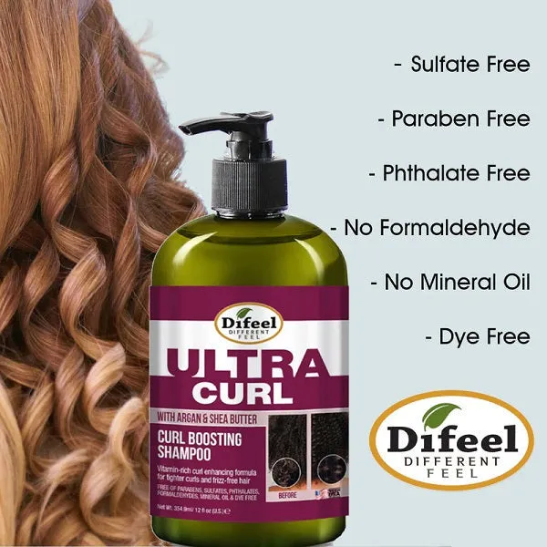 Difeel: Ultra Curl with Argan & Shea Butter-Curl Boosting Shampoo 12oz