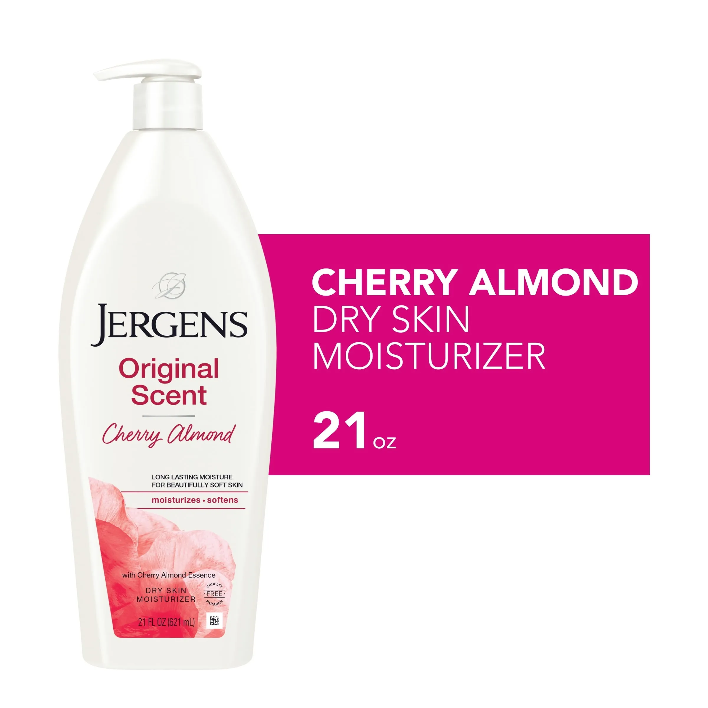 Jergens Hand and Body Lotion, Original Scent Dry Skin Moisturizing Body Lotion, with Cherry Almond Essence, 21 Oz