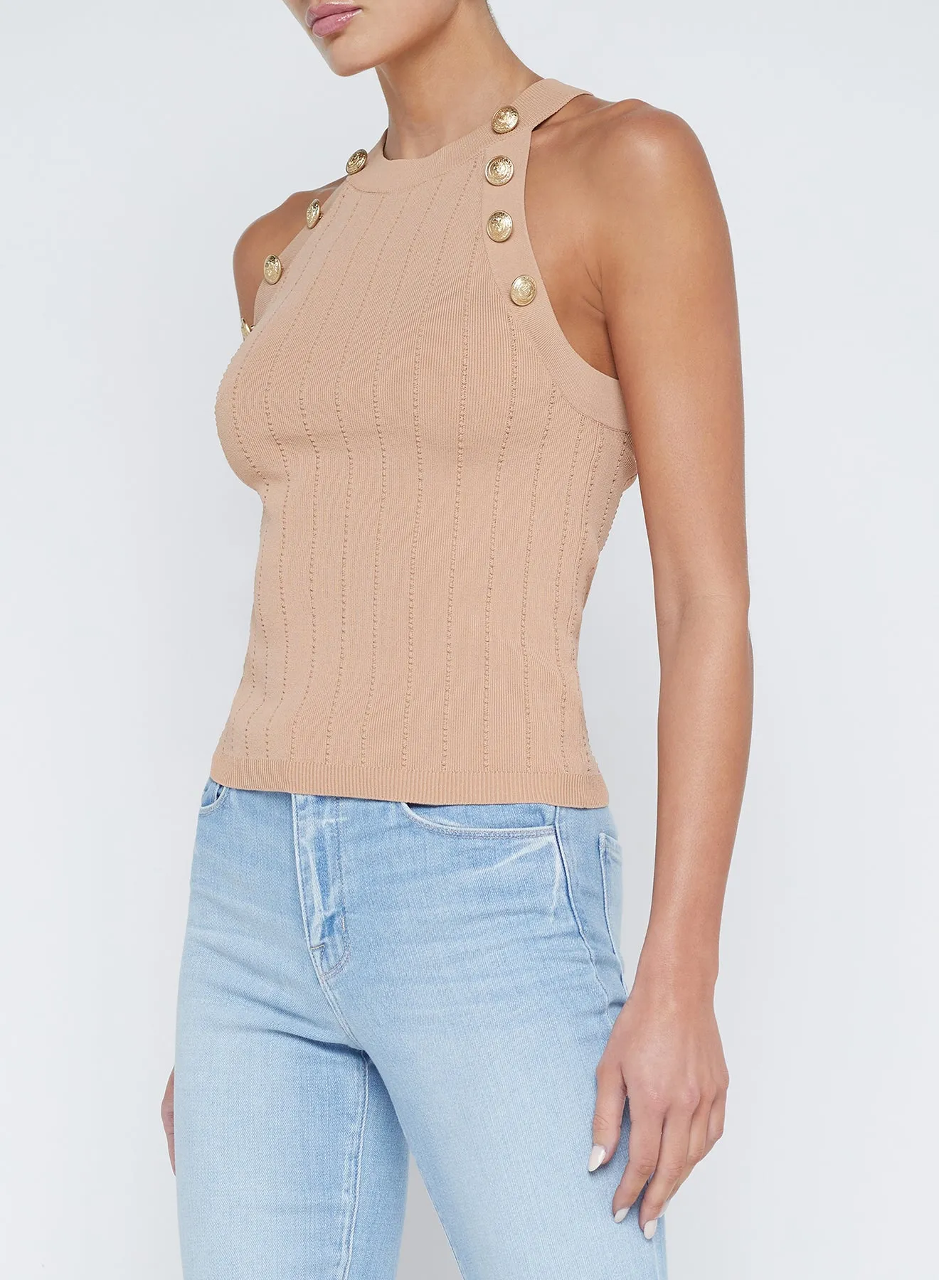 L’agence - Rosemary High neck Button Tank - Toffee