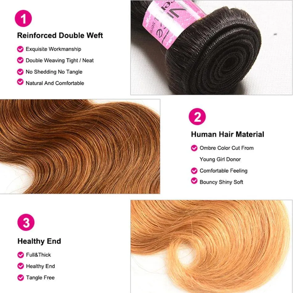 Peruvian Ombre Body Wave Hair Bundle: Luxury Remy Blend