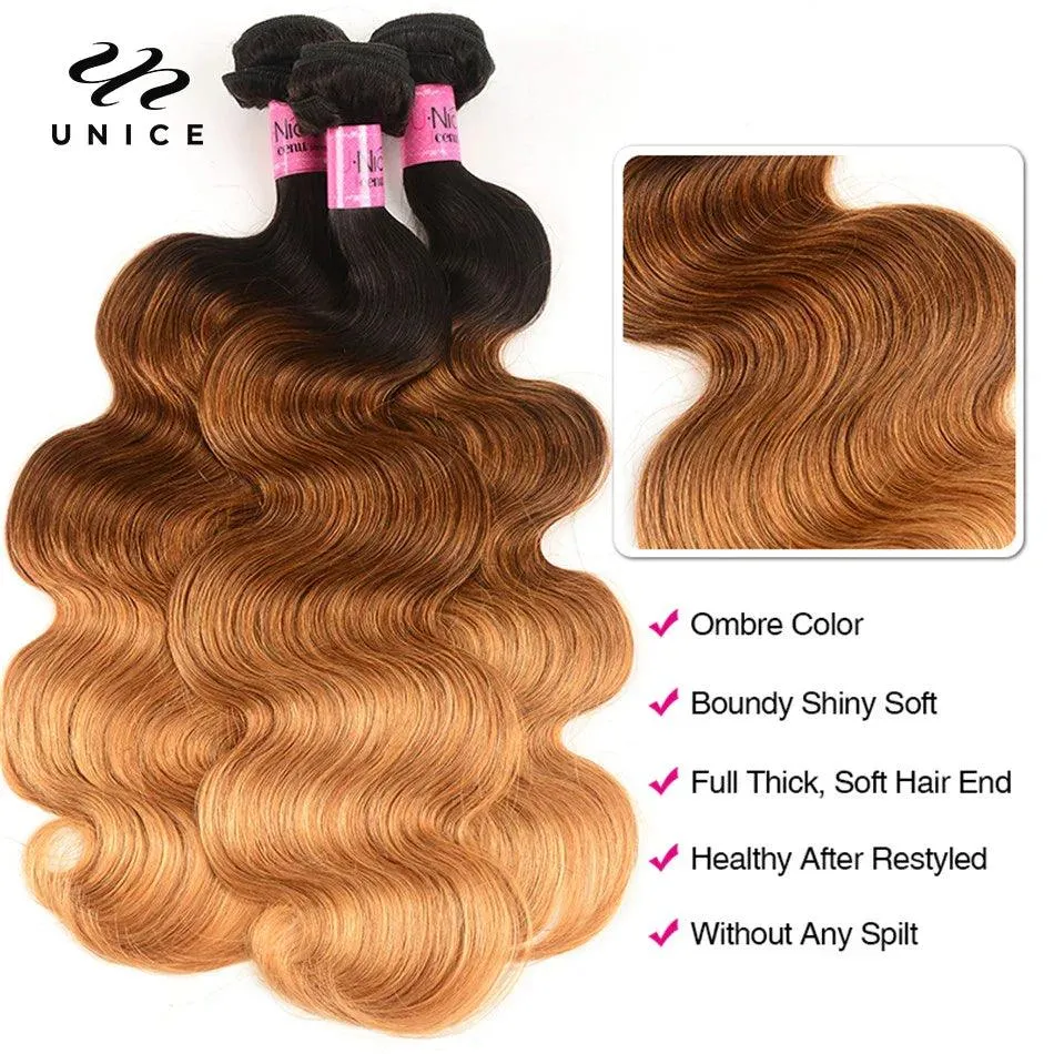 Peruvian Ombre Body Wave Hair Bundle: Luxury Remy Blend