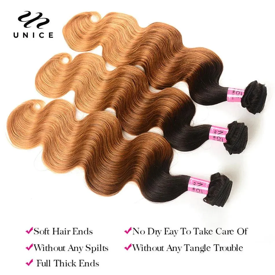 Peruvian Ombre Body Wave Hair Bundle: Luxury Remy Blend