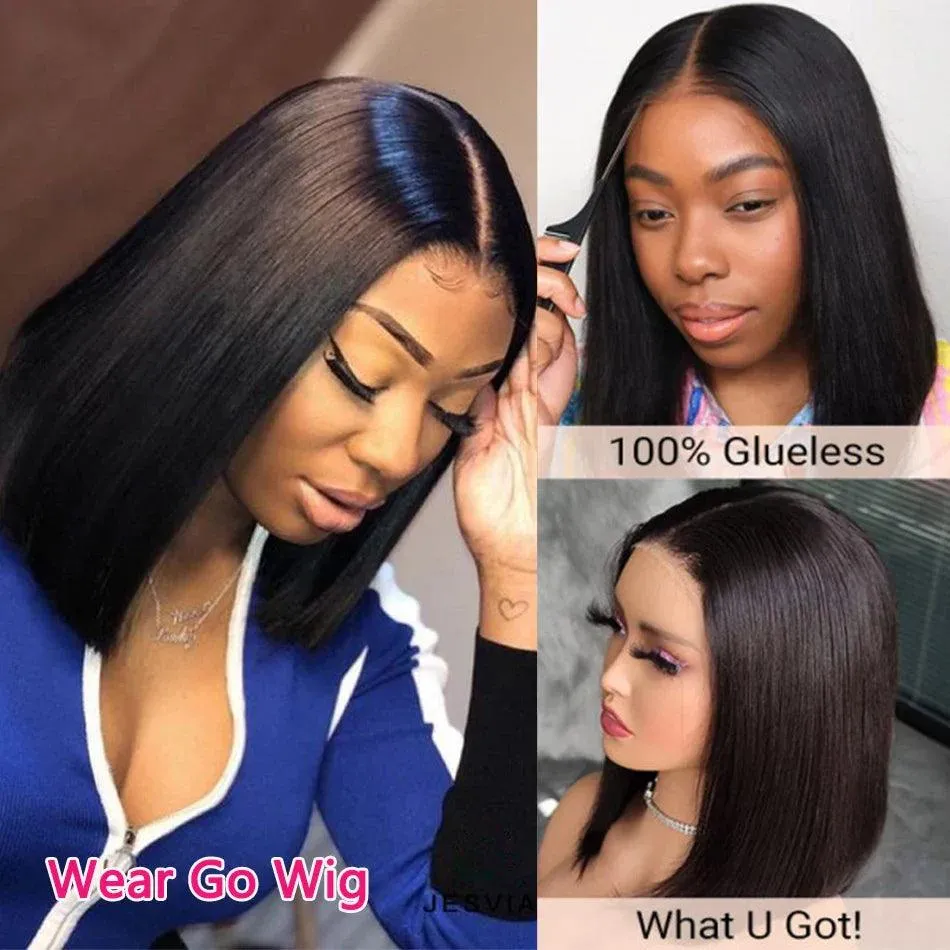 Premium Brazilian Human Hair Short Bob Wig – Glueless Lace Front for a Natural Look