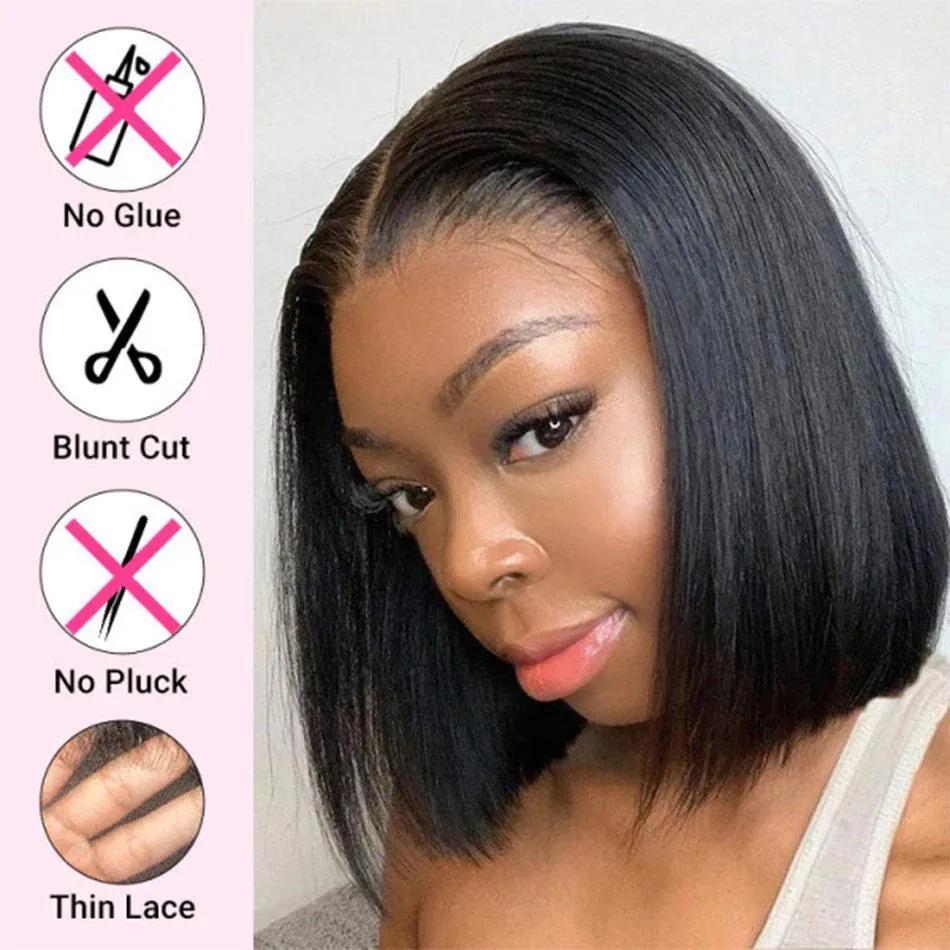 Premium Brazilian Human Hair Short Bob Wig – Glueless Lace Front for a Natural Look