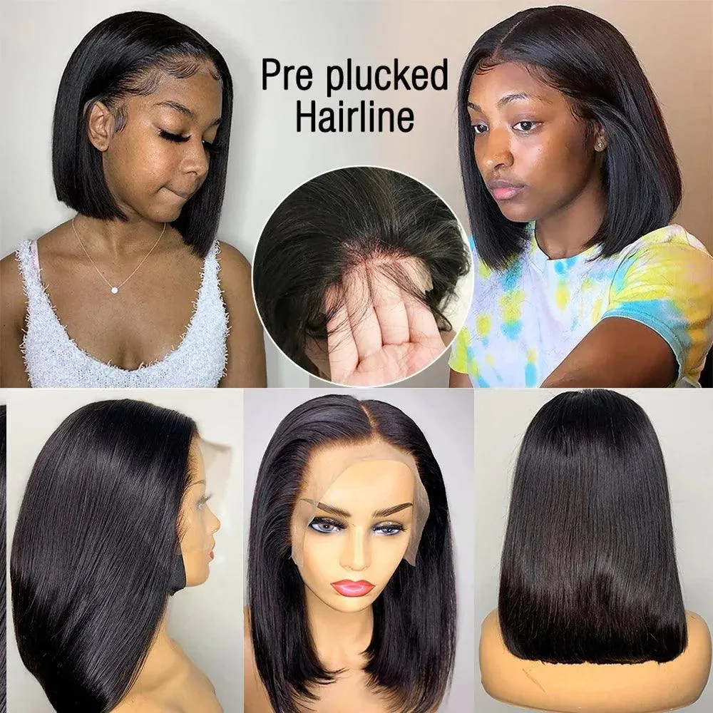 Premium Brazilian Human Hair Short Bob Wig – Glueless Lace Front for a Natural Look